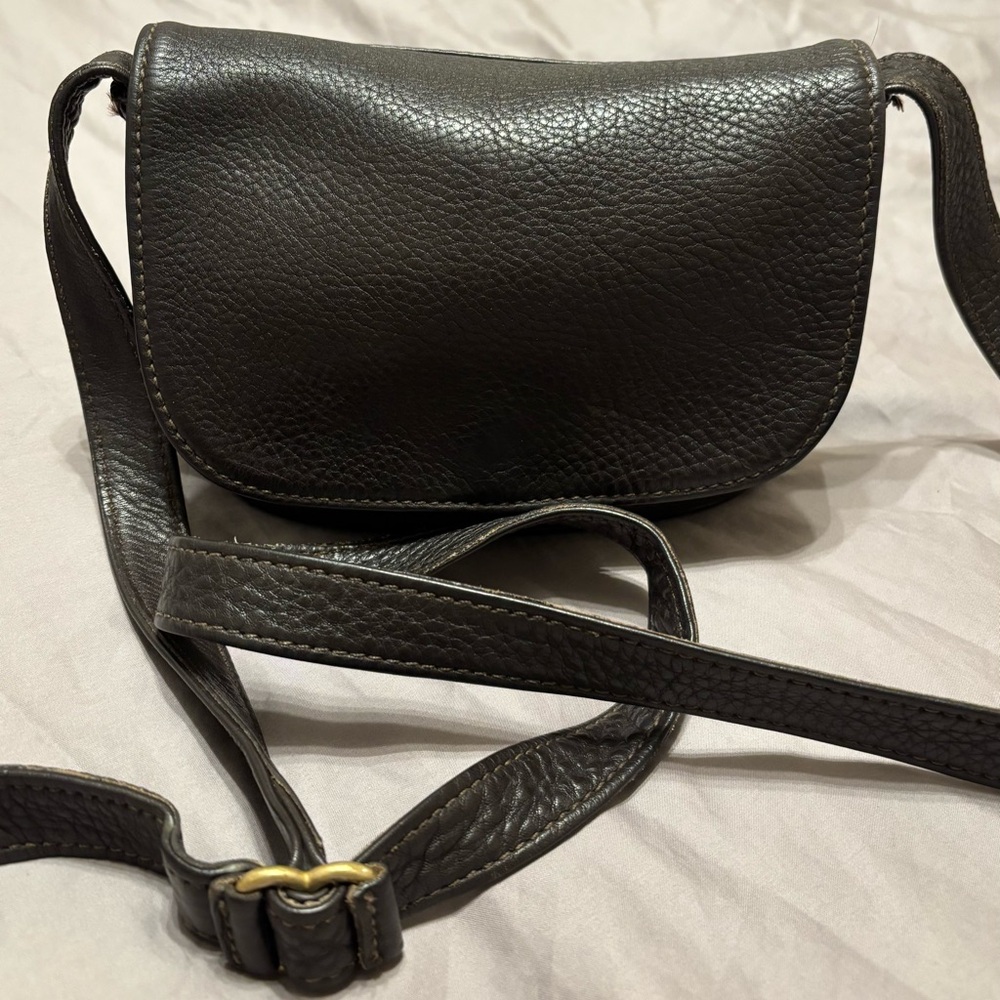 Vintage Coach Brown Pebbled Leather Flap Crossbody Bag USA Made Sonoma 4919